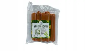 Opakowanie parówek wegetariańskich VegeParówki. Gdzie kupić? 100% Vegan, bez sztucznych dodatków.