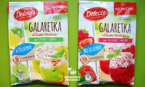 Wegańska galaretka Delecta, smak cytryny i limonki lub truskawki i maliny, bez żelatyny. Gdzie kupić? Wegańskie pyszności.