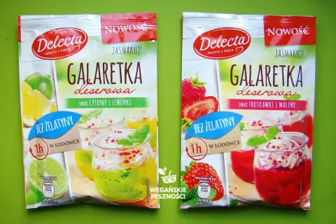 Wegańska galaretka Delecta, smak cytryny i limonki lub truskawki i maliny, bez żelatyny. Gdzie kupić? Wegańskie pyszności.