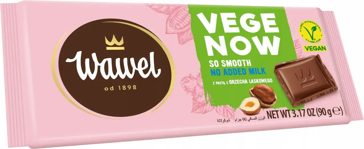Wegańska czekolada Vege Now Wawel z orzechami laskowymi. Gdzie kupić? Pyszna, bez mleka, 90g.