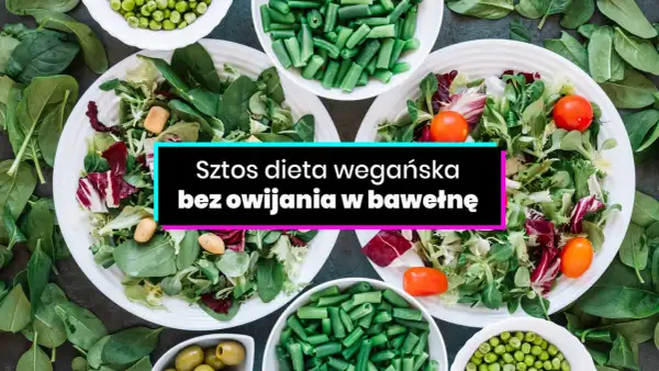 Kolorowe sałatki, fasolka szparagowa, groszek i oliwki. To inspiracje, co jeść na diecie wegańskiej.