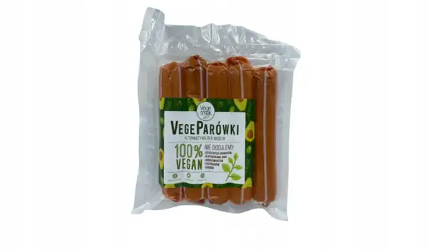 Opakowanie parówek wegetariańskich VegeParówki. Gdzie kupić? 100% Vegan, bez sztucznych dodatków.